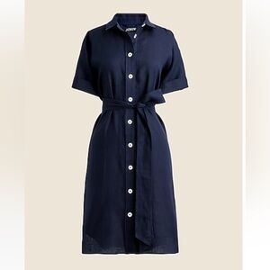 J. Crew Dark Blue Linen Shirt Dress
